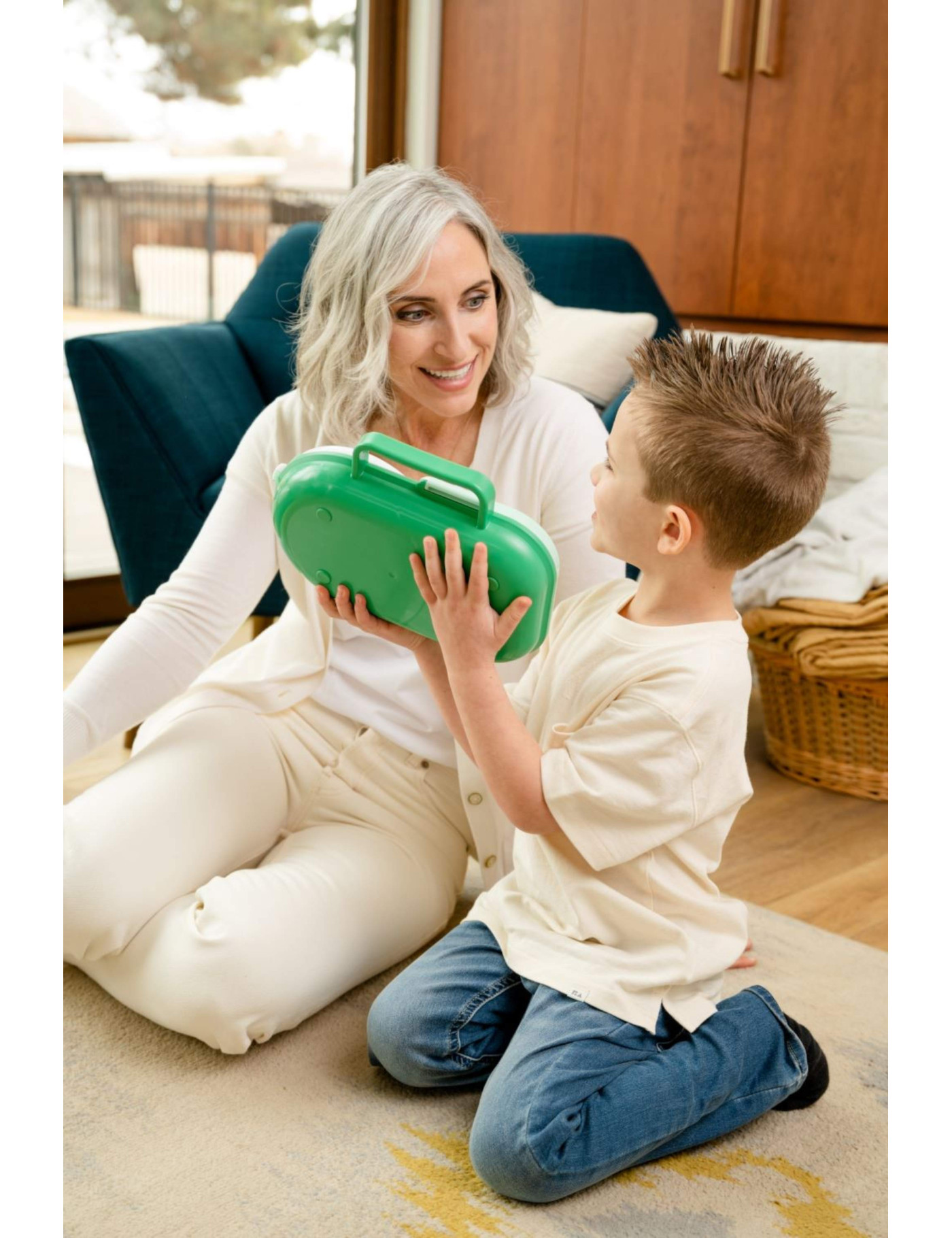 Śniadaniówka dla dzieci Lunchbox Snack Spinner 2w1 Gobe - Sage Green