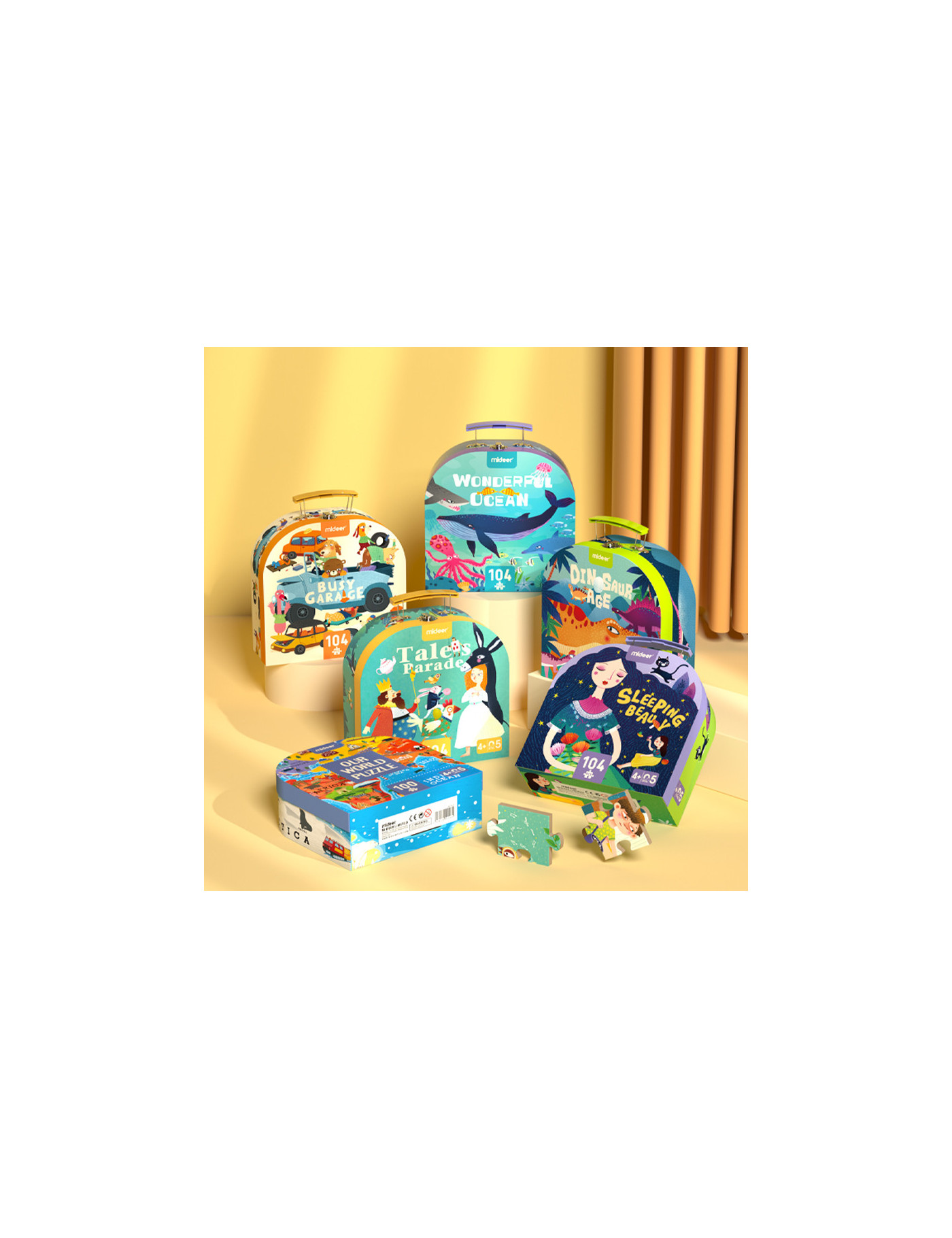 Puzzle w walizce – Era dinozaurów (104 elementy) Mideer