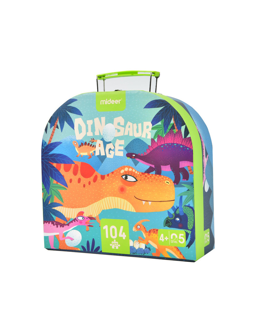 Puzzle w walizce – Era dinozaurów (104 elementy) Mideer