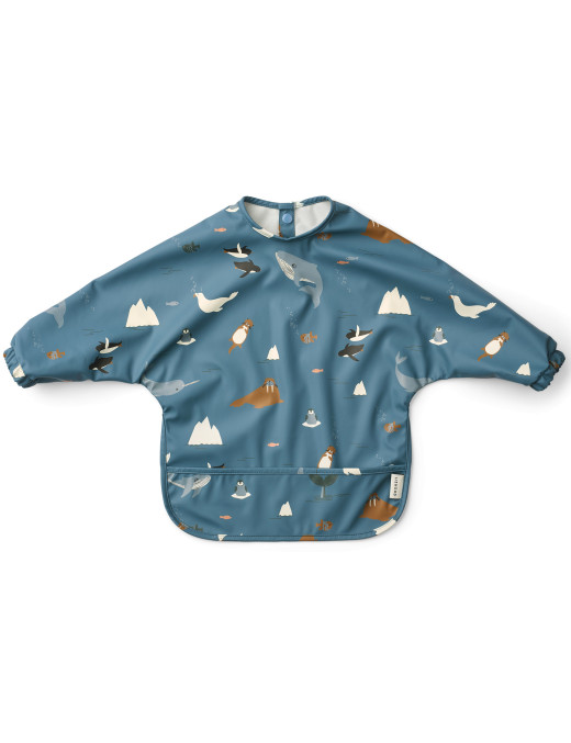 MARLE śliniak z rękawkami Arctic Sea / Ocean view Liewood
