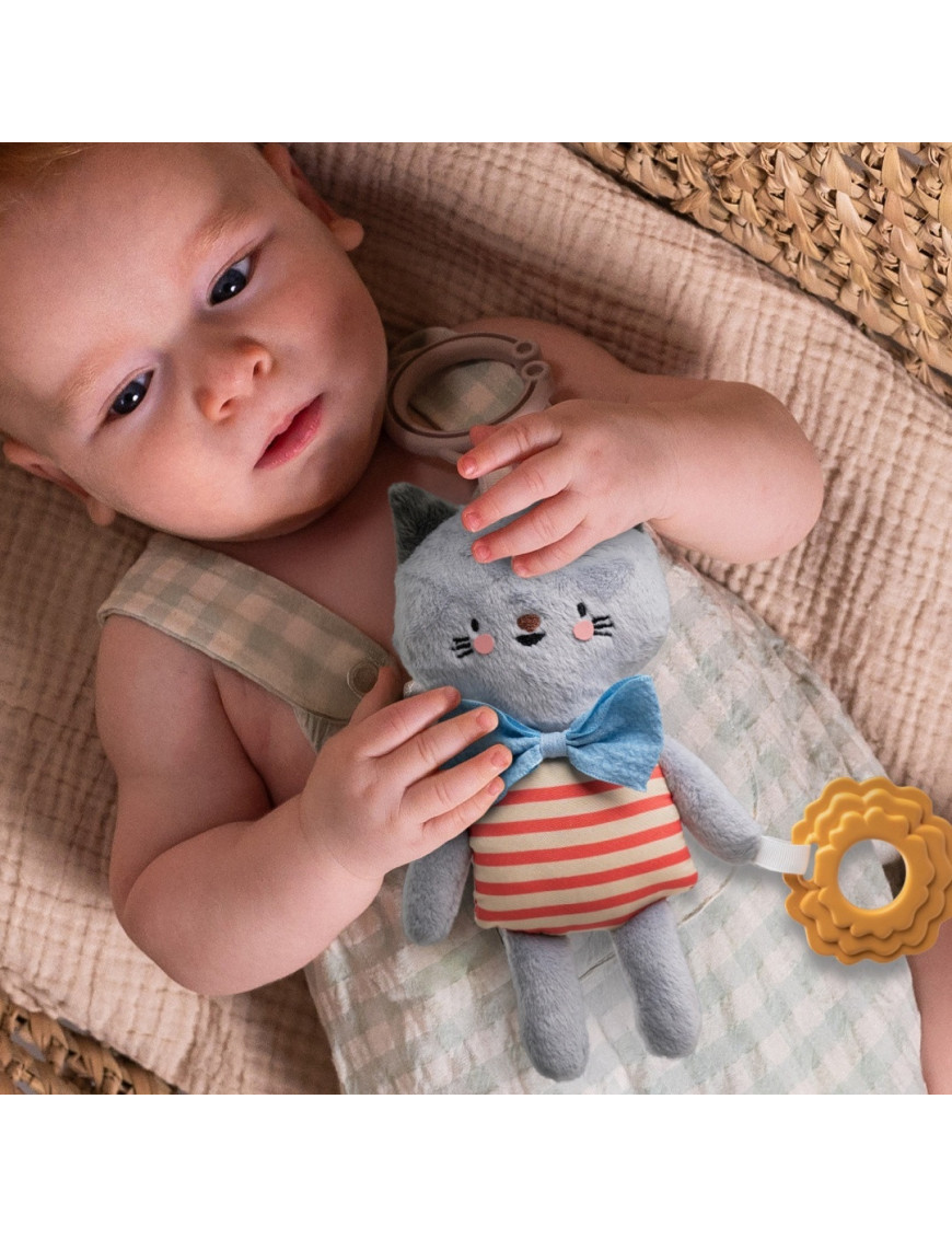 Taf Toys Przytulanka i Gryzak Clara – sensoryczny kotek dla niemowląt od 0 m+
