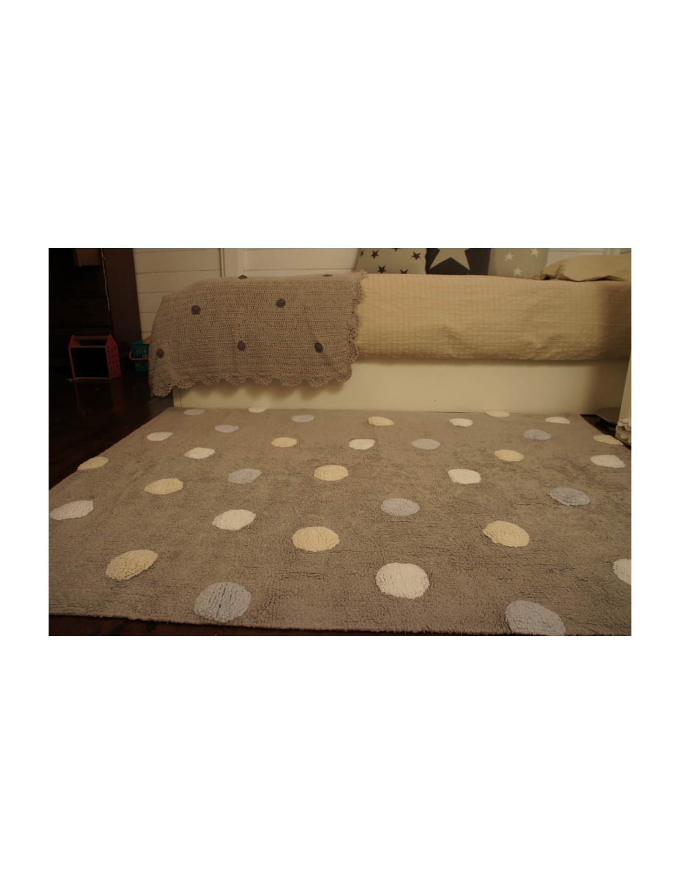 Lorena Canals Dywan bawełniany Topos Tricolor Grey Azul/Blue 120 x 160 cm
