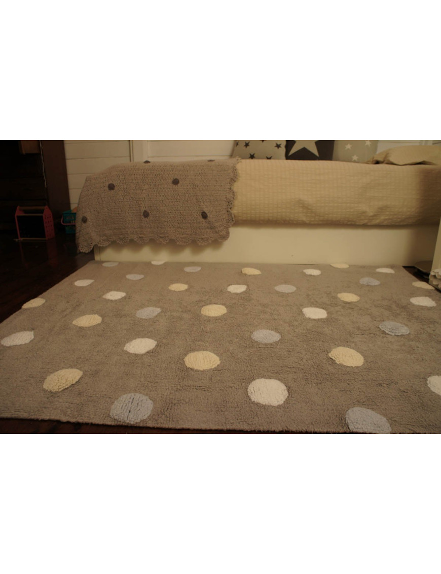 Lorena Canals Dywan bawełniany Topos Tricolor Grey Azul/Blue 120 x 160 cm