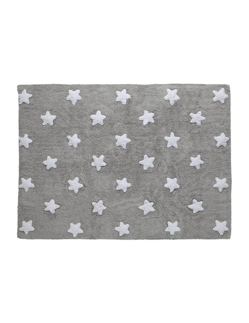 Lorena Canals Dywan bawełniany Grey Stars White 120 x 160 cm