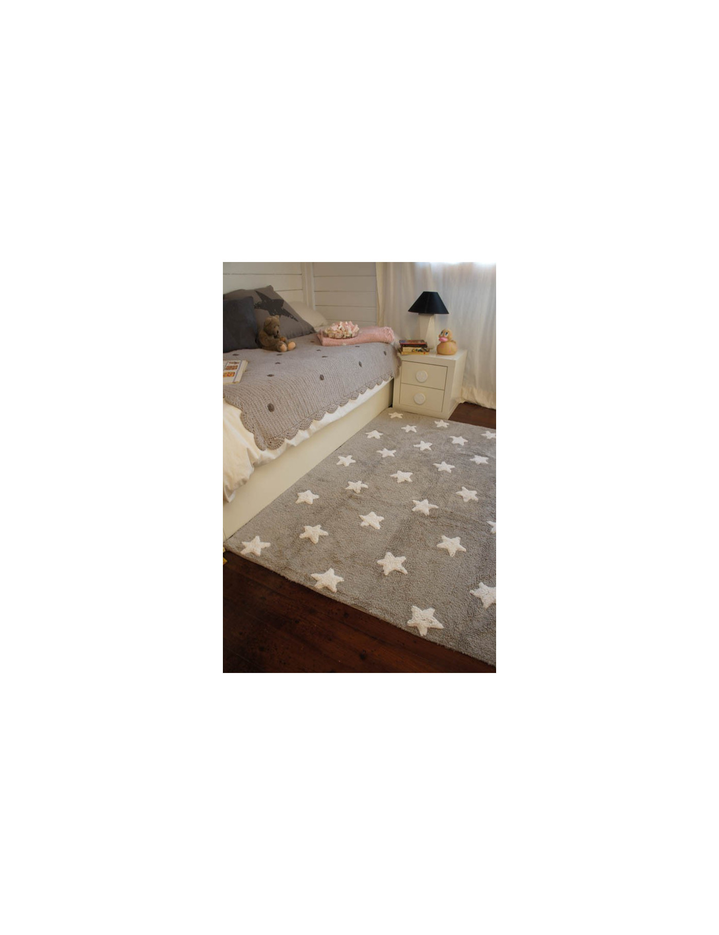Lorena Canals Dywan bawełniany Grey Stars White 120 x 160 cm