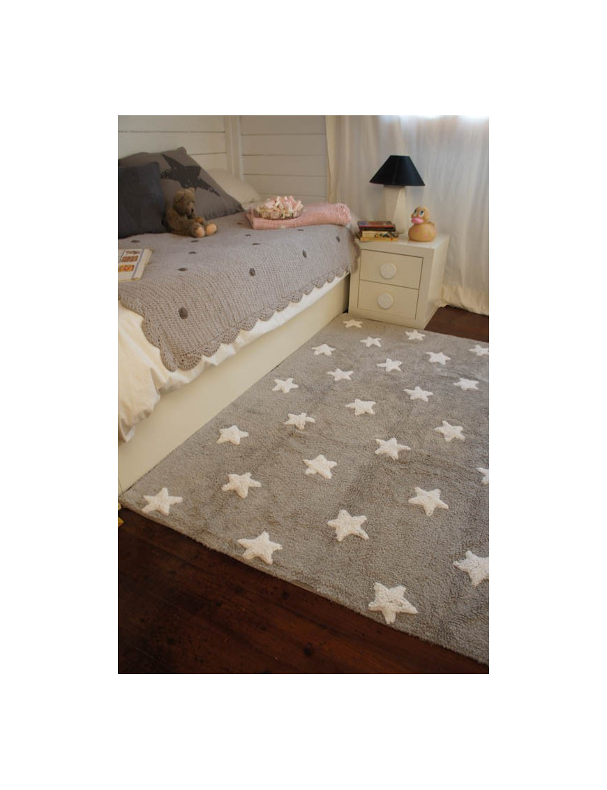 Lorena Canals Dywan bawełniany Grey Stars White 120 x 160 cm