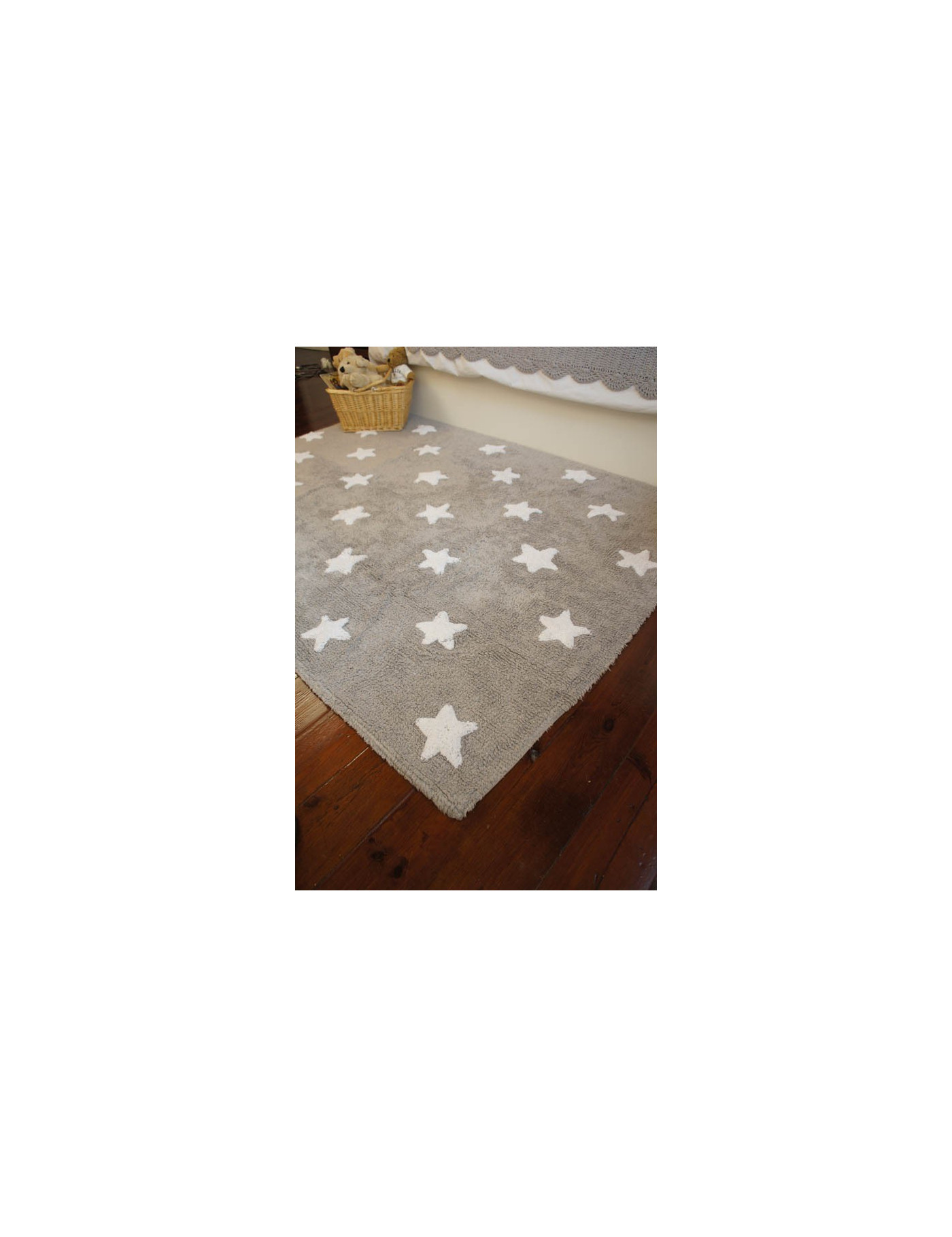 Lorena Canals Dywan bawełniany Grey Stars White 120 x 160 cm