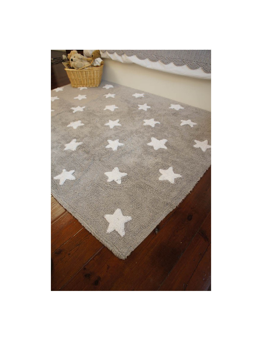 Lorena Canals Dywan bawełniany Grey Stars White 120 x 160 cm
