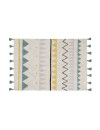 Lorena Canals Dywan bawełniany Azteca Natural Vintage Blue 140 x 200 cm