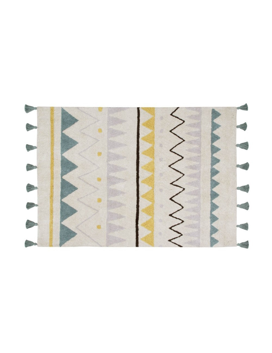 Lorena Canals Dywan bawełniany Azteca Natural Vintage Blue 140 x 200 cm
