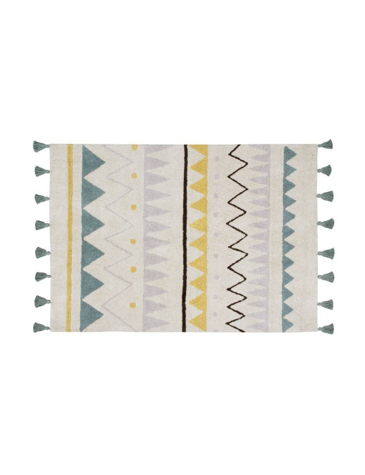 Lorena Canals Dywan bawełniany Azteca Natural Vintage Blue 140 x 200 cm