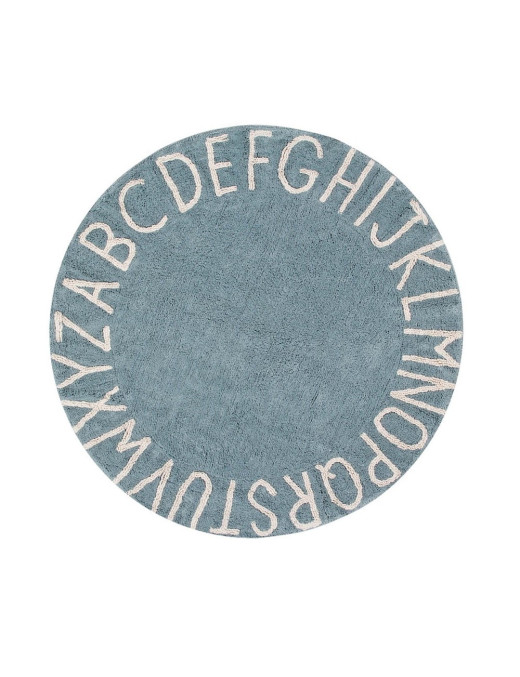 Lorena Canals Dywan bawełniany Round ABC Vintage Azul Natural Ø 150 cm