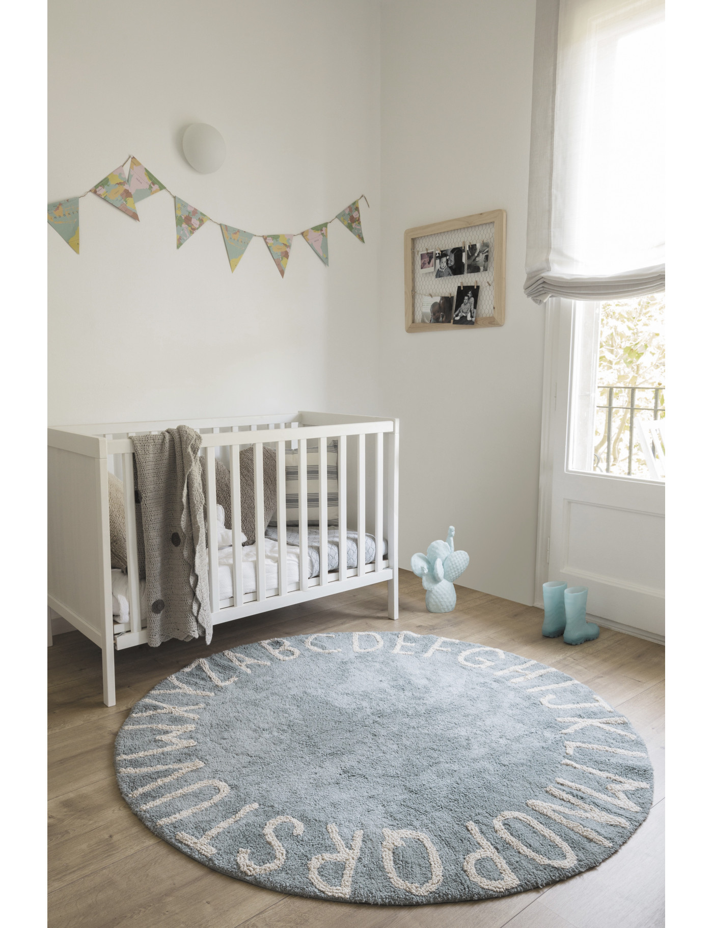 Lorena Canals Dywan bawełniany Round ABC Vintage Azul Natural Ø 150 cm Lorena Canals Dywan bawełniany Round ABC Vintage Azul Natural Ø 150 cm