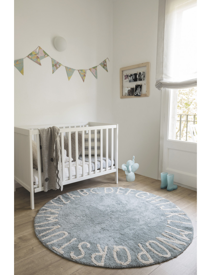 Lorena Canals Dywan bawełniany Round ABC Vintage Azul Natural Ø 150 cm Lorena Canals Dywan bawełniany Round ABC Vintage Azul Natural Ø 150 cm