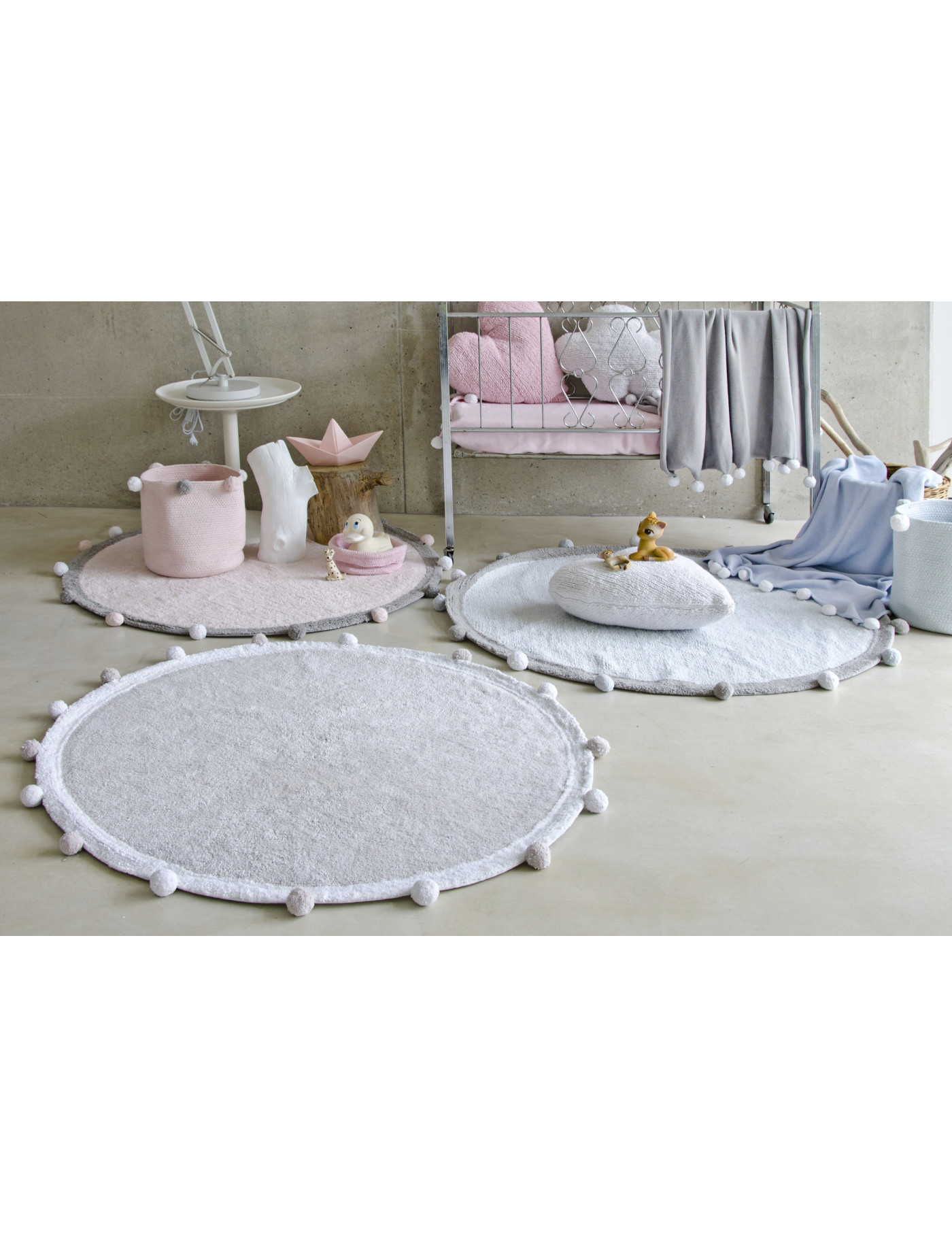 Lorena Canals Dywan bawełniany BUBBLY Soft Blue Ø 120 cm