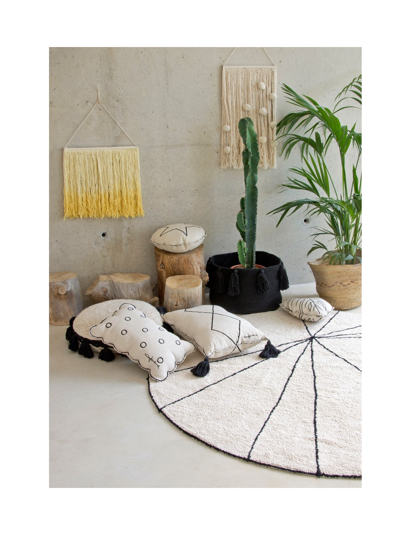 Lorena Canals Dywan bawełniany Trace Beige Ø 160 cm Lorena Canals Dywan bawełniany Trace Beige Ø 160 cm