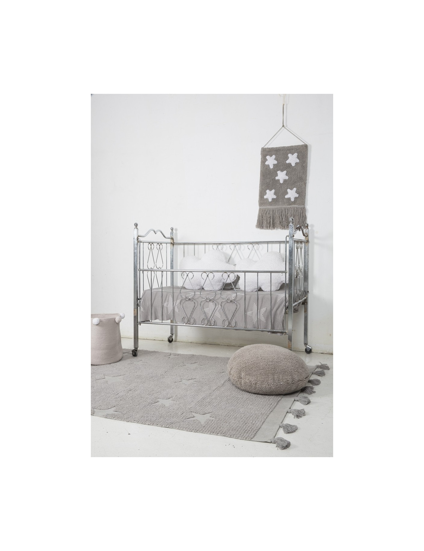 Lorena Canals Dywan bawełniany Hippy Stars Grey 120 x 175 cm