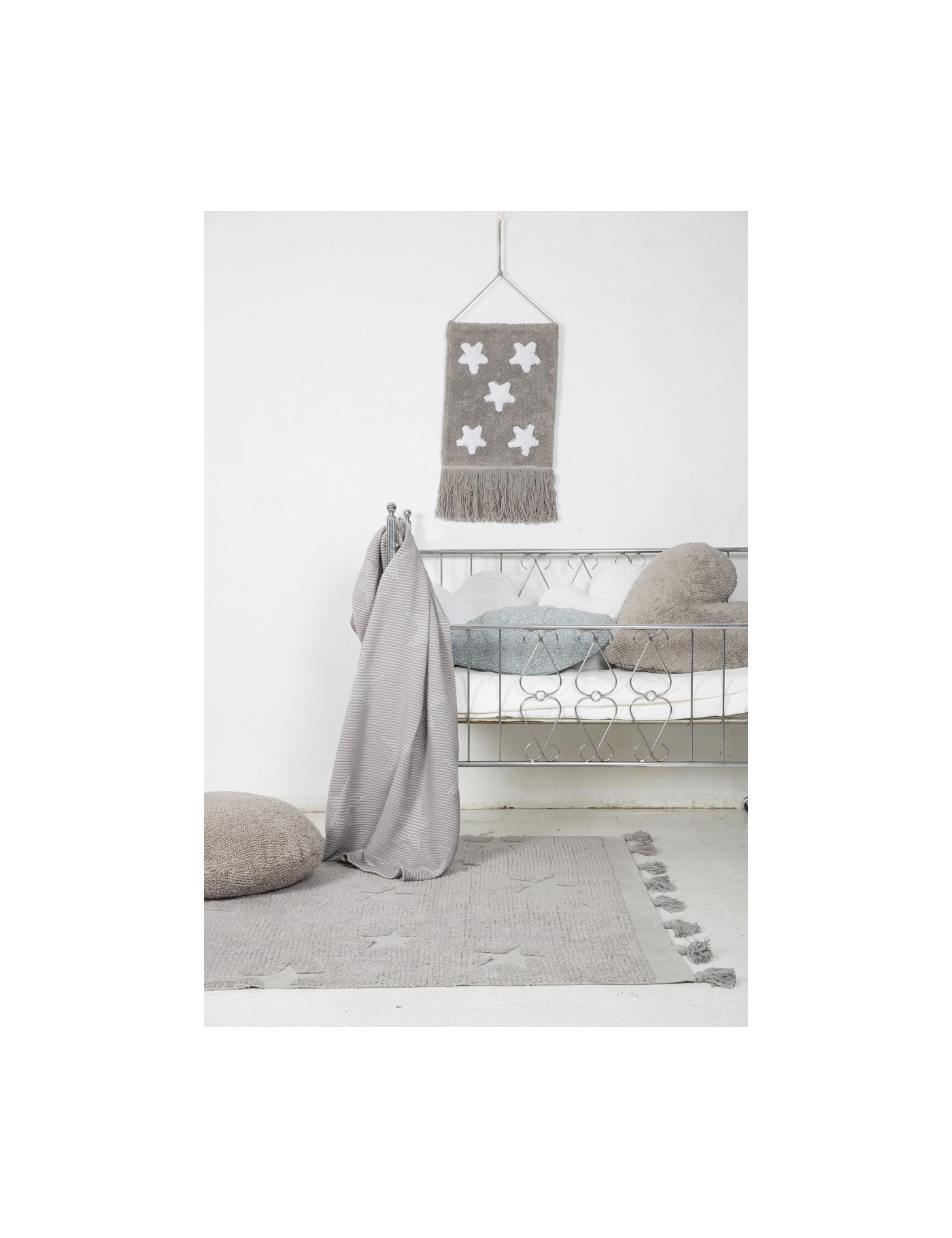 Lorena Canals Dywan bawełniany Hippy Stars Grey 120 x 175 cm