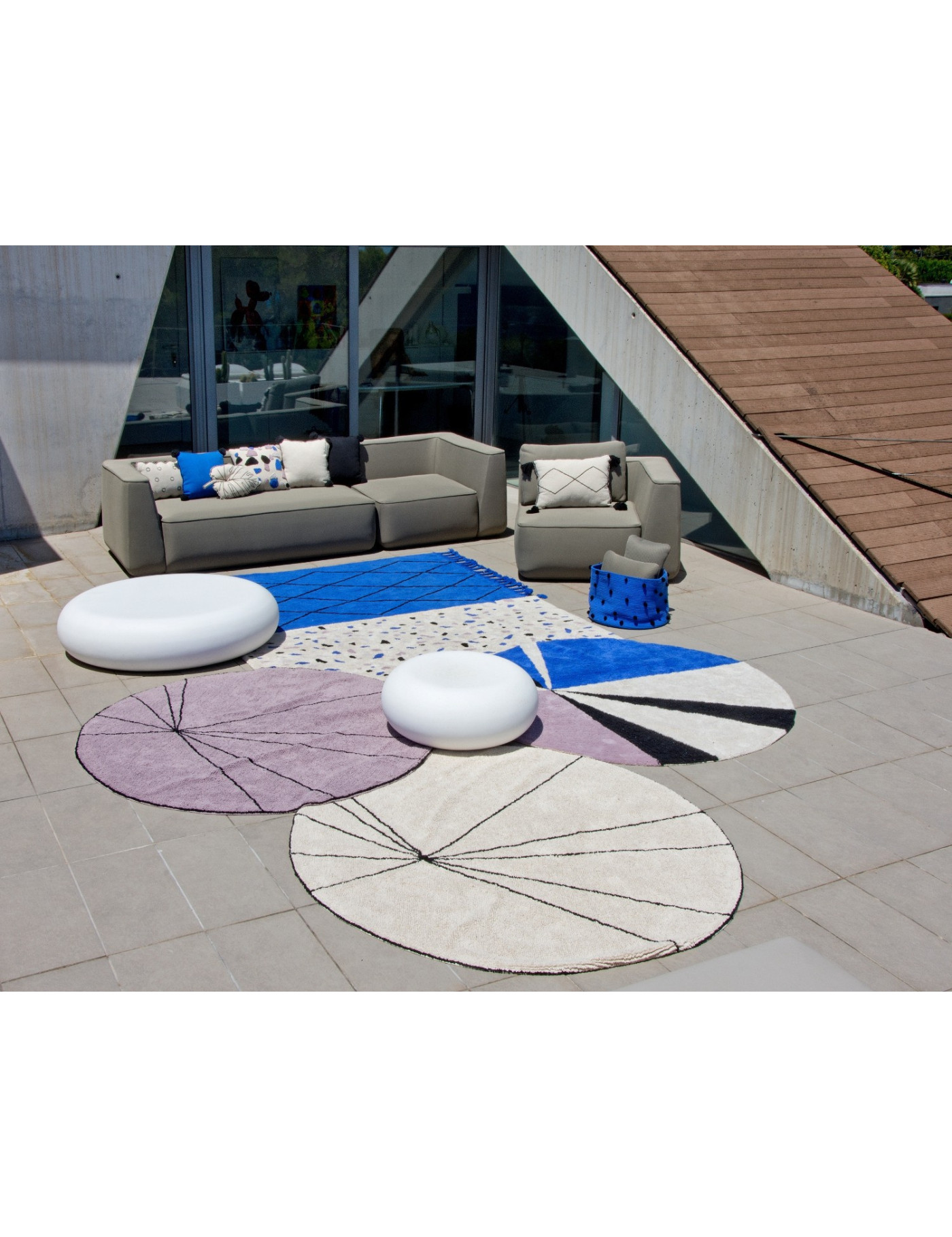 Lorena Canals Dywan bawełniany Trace Beige Ø 160 cm Lorena Canals Dywan bawełniany Trace Beige Ø 160 cm