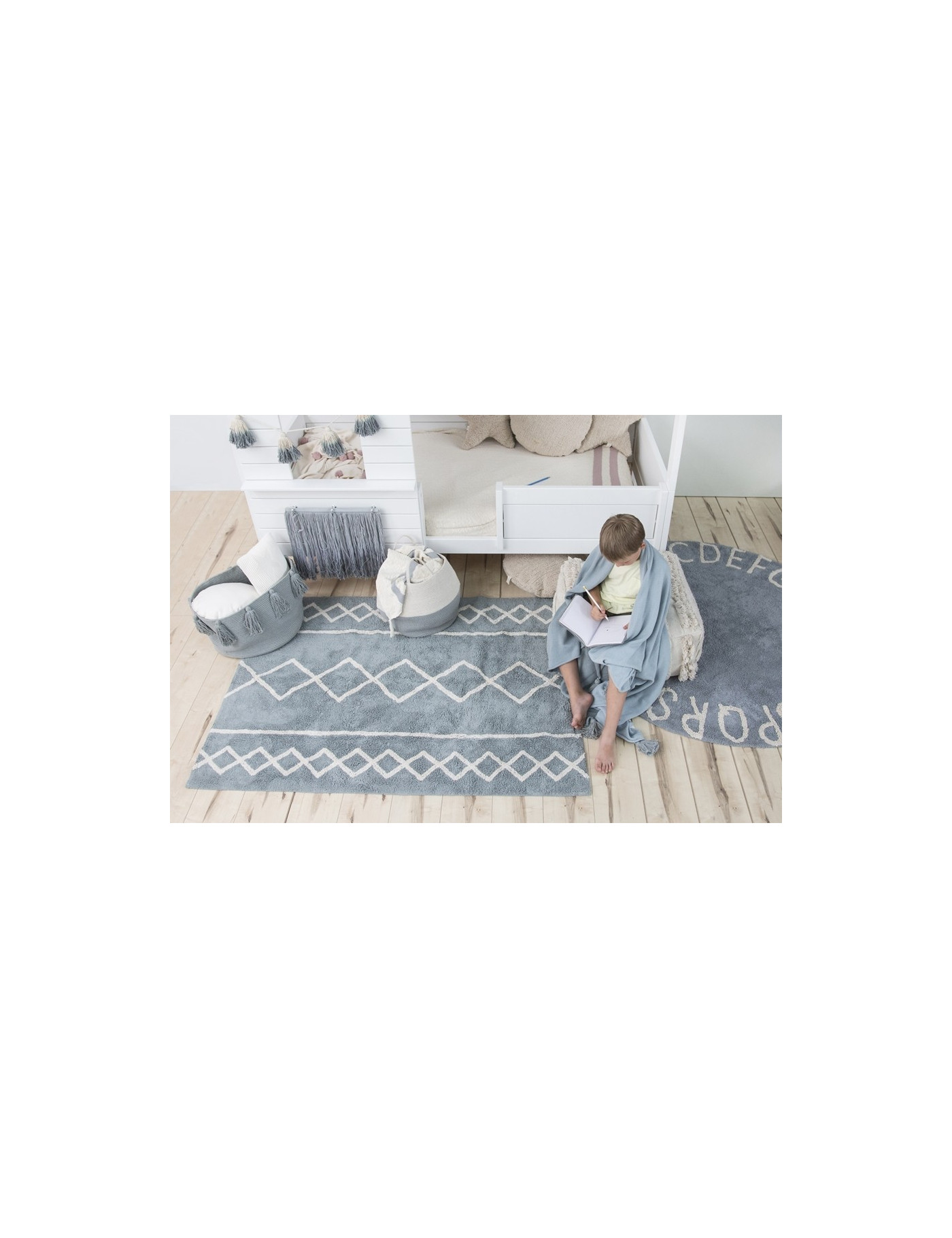Lorena Canals Dywan bawełniany Oasis Vintage Blue Natural 120 x 160 cm