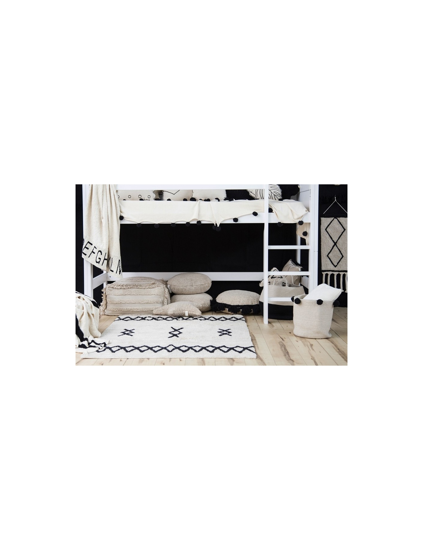 Lorena Canals Dywan bawełniany Atlas Natural Black 120 x 160 cm