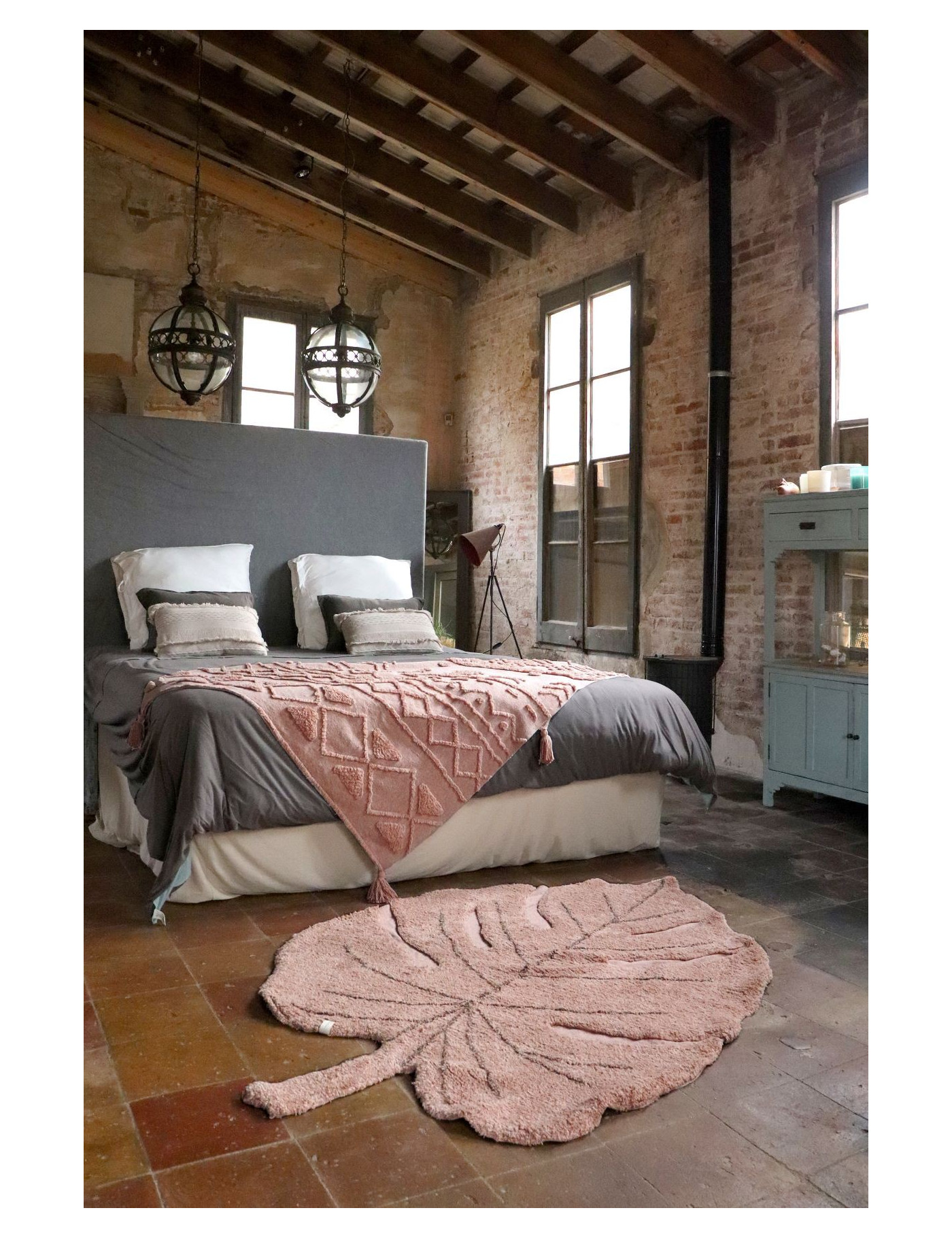 Lorena Canals Dywan bawełniany Monstera Vintage Nude 120 x 180 cm
