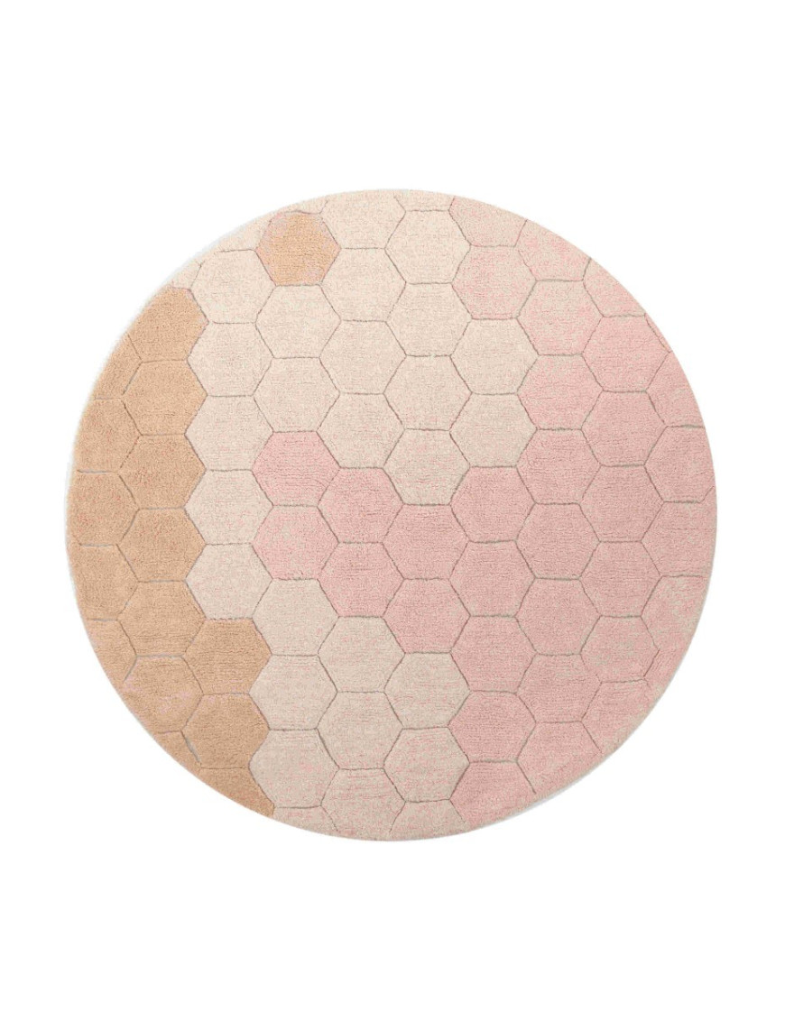 Dywan bawełniany okrągły Ø 140, Round Honeycomb Rose, Plaster Miodu Róż, Planet Bee, Lorena Canals Dywan bawełniany okrągły Ø 140, Round Honeycomb Rose, Plaster Miodu Róż, Planet Bee, Lorena Canals