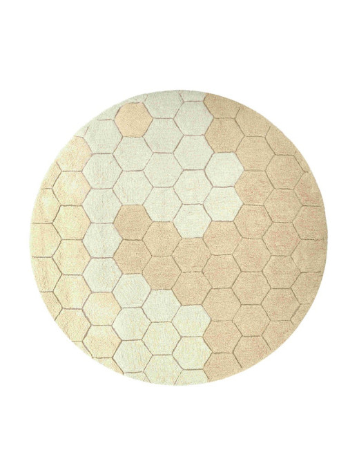 Dywan bawełnainy okrągły Ø 140, Honeycomb golden, Plaster Miodu, Planet Bee, Lorena Canals
