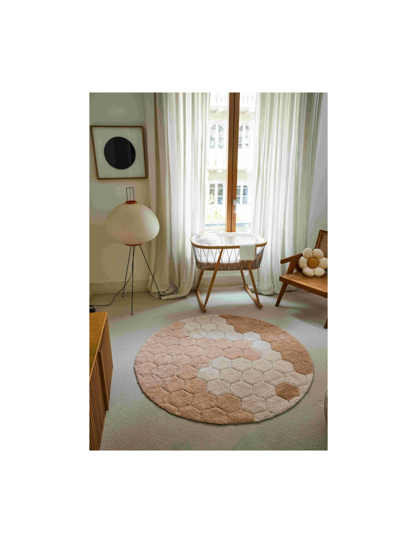 Dywan bawełniany okrągły Ø 140, Round Honeycomb Rose, Plaster Miodu Róż, Planet Bee, Lorena Canals Dywan bawełniany okrągły Ø 140, Round Honeycomb Rose, Plaster Miodu Róż, Planet Bee, Lorena Canals