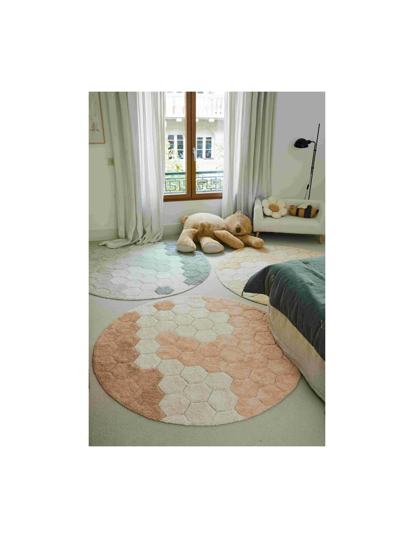 Dywan bawełniany okrągły Ø 140, Round Honeycomb Rose, Plaster Miodu Róż, Planet Bee, Lorena Canals Dywan bawełniany okrągły Ø 140, Round Honeycomb Rose, Plaster Miodu Róż, Planet Bee, Lorena Canals