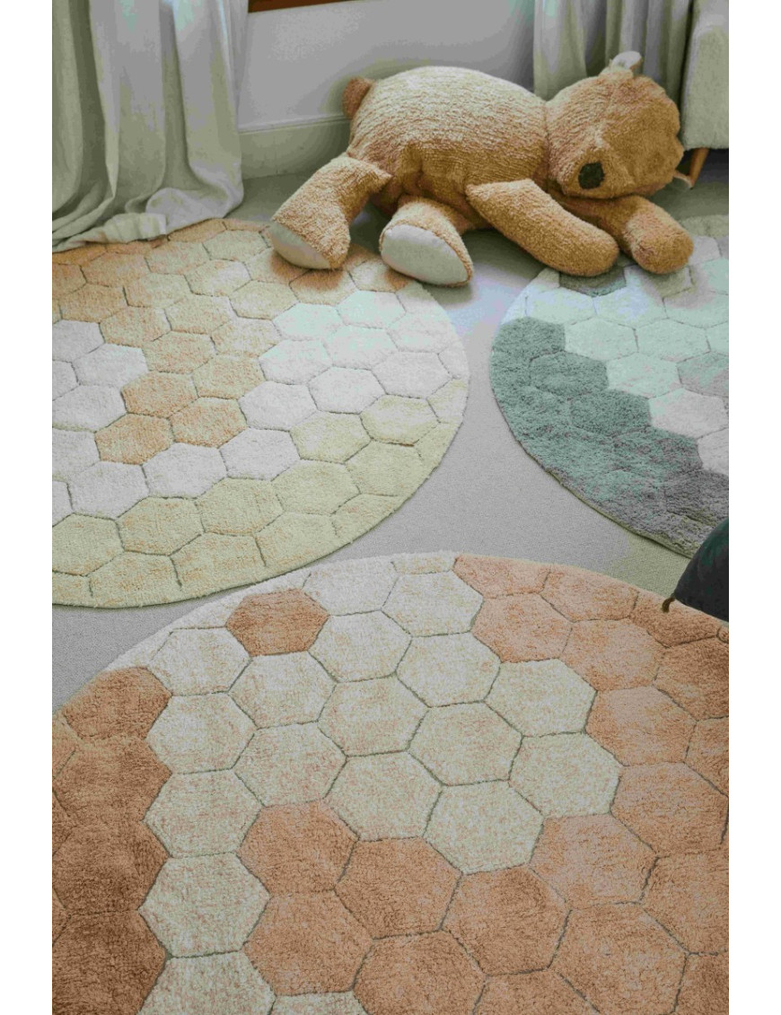 Dywan bawełniany okrągły Ø 140, Round Honeycomb Rose, Plaster Miodu Róż, Planet Bee, Lorena Canals Dywan bawełniany okrągły Ø 140, Round Honeycomb Rose, Plaster Miodu Róż, Planet Bee, Lorena Canals