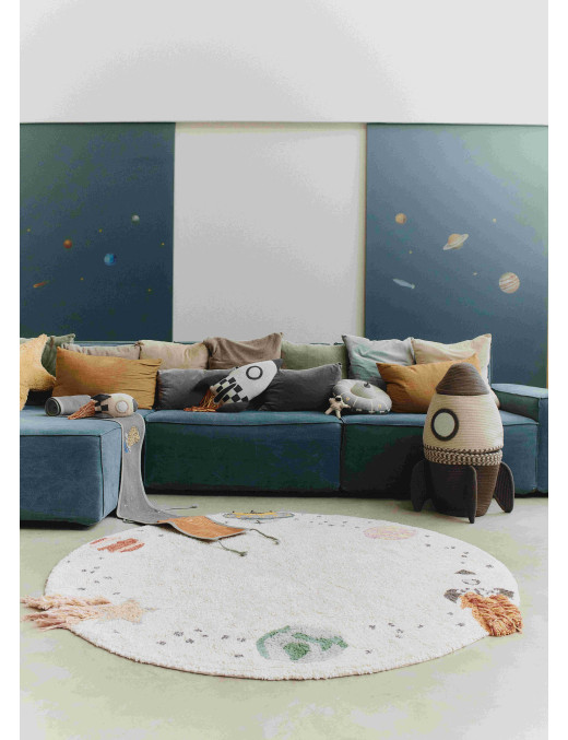 Dywan bawełniany Interstellar Journey do prania w pralce, "Mom, I want to be an astronaut" Lorena Canals