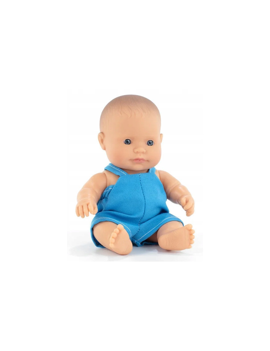 Miniland Lalka EUROPEJCZYK w niebieskim ubranku 21 cm