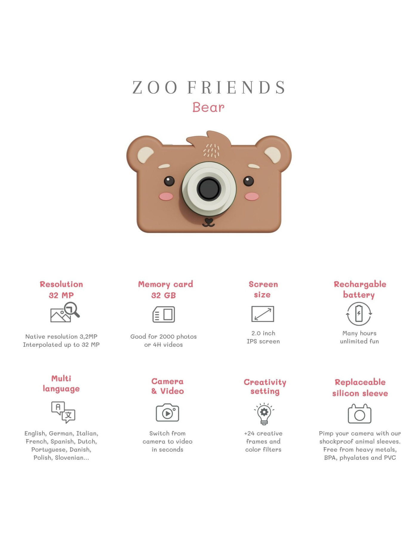 Aparat dla dzieci Zoo Friends Miś , Zoo Family