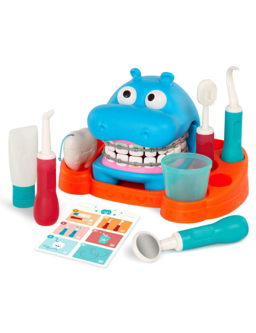 Hippodontist – HIPODONTA – edukacyjny zestaw do nauki mycia zębów i zabawy w dentystę (15 el.) Battat