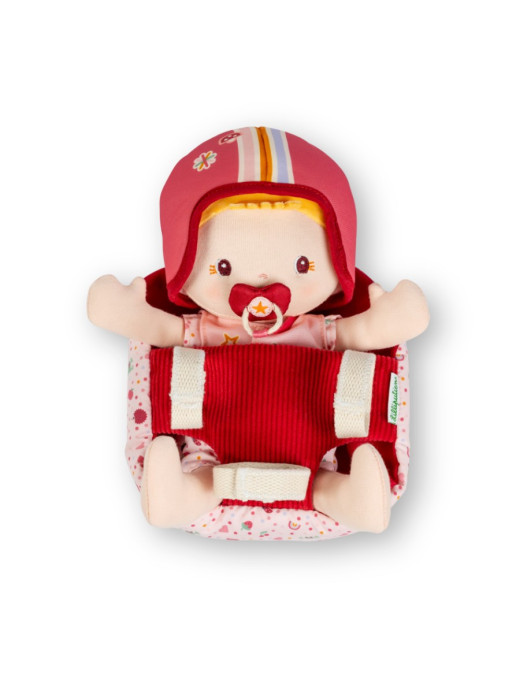 Lilliputiens Lalka dzidziuś w foteliku rowerowym z komforterem i kaskiem Lena 18 m+
