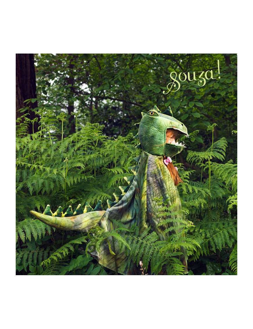 Souza! Kostium peleryna z kapturem - maską zielony dinozaur T-rex 4-7 lat