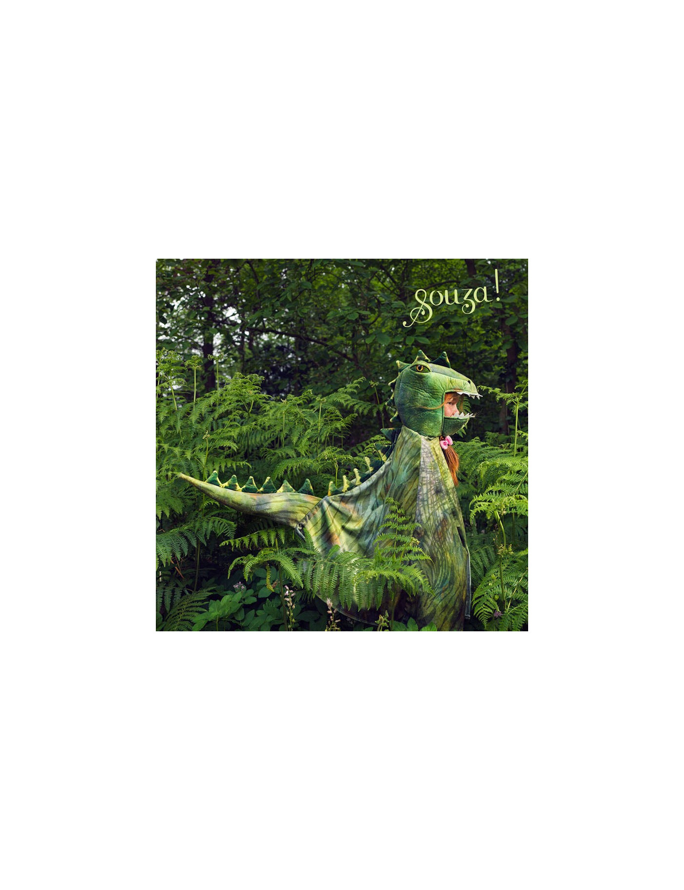 Souza! Kostium peleryna z kapturem - maską zielony dinozaur T-rex 4-7 lat