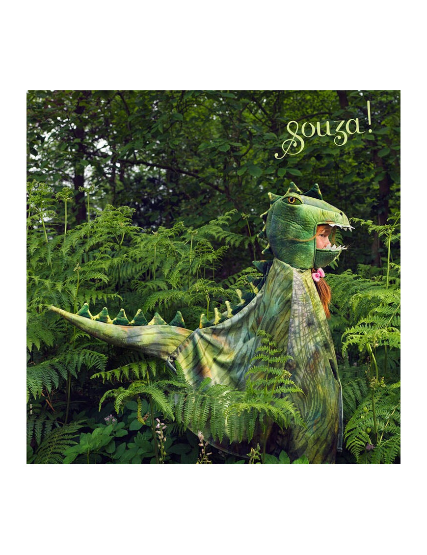 Souza! Kostium peleryna z kapturem - maską zielony dinozaur T-rex 4-7 lat