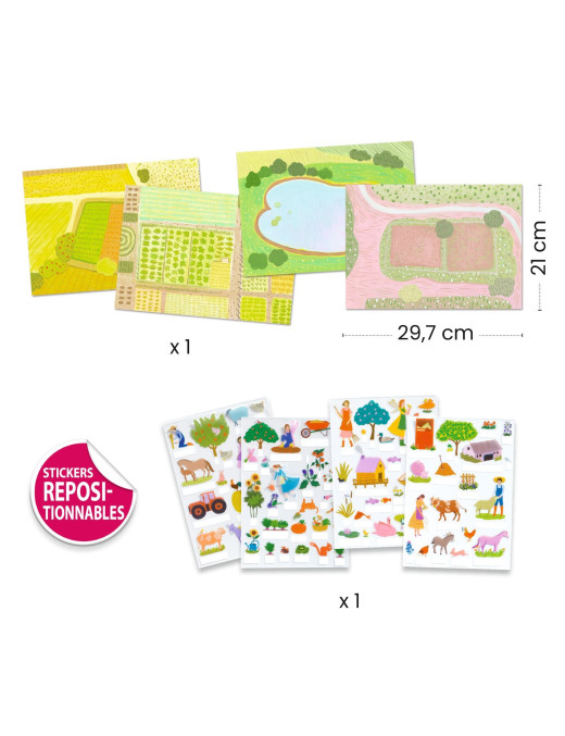 Naklejki wielokrotnego użytku 3D FARMA Djeco