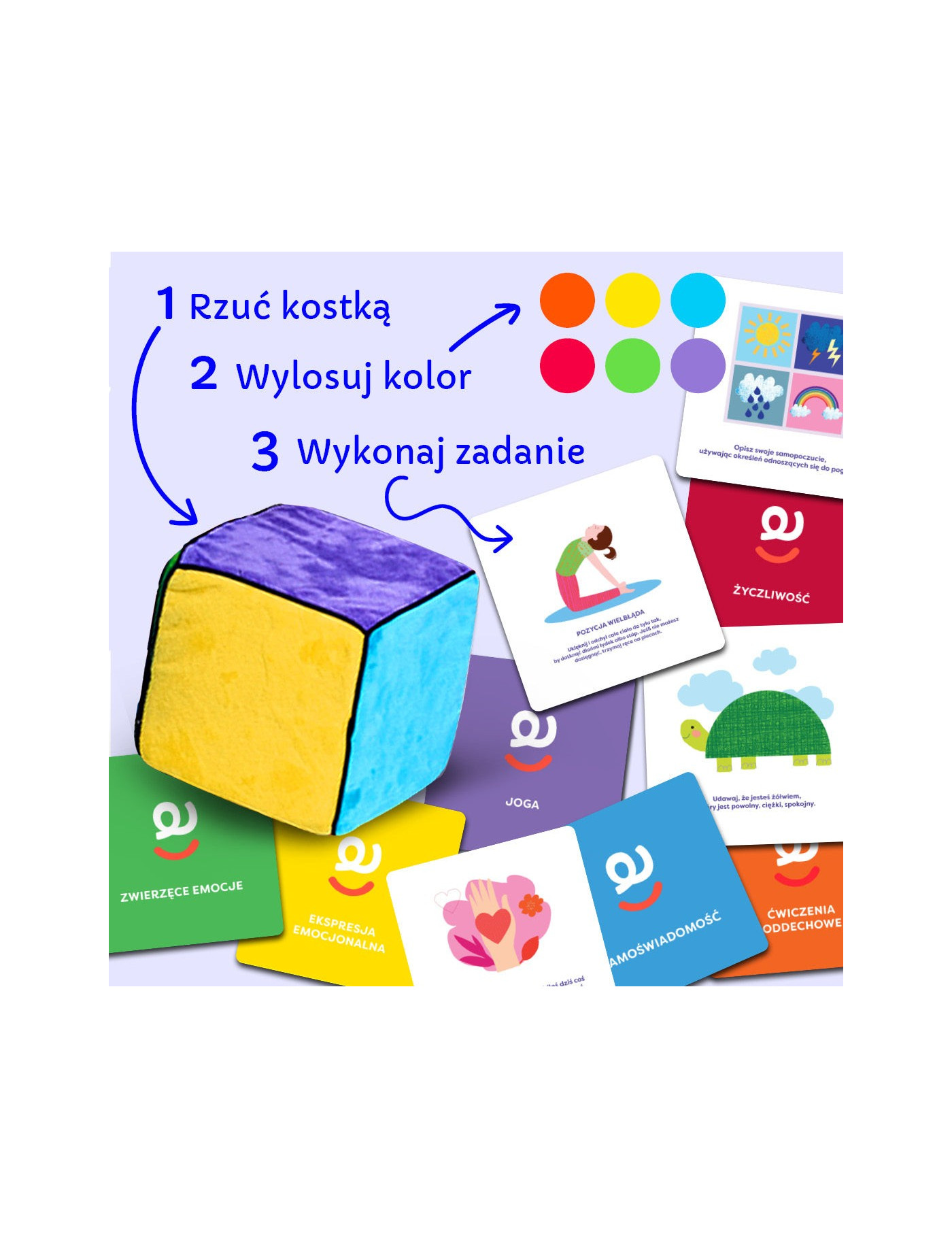 Kostka aktywności – mindfulness. Gra + mini e-book Rozwojowa Mama Kostka aktywności – mindfulness. Gra + mini e-book Rozwojowa Mama