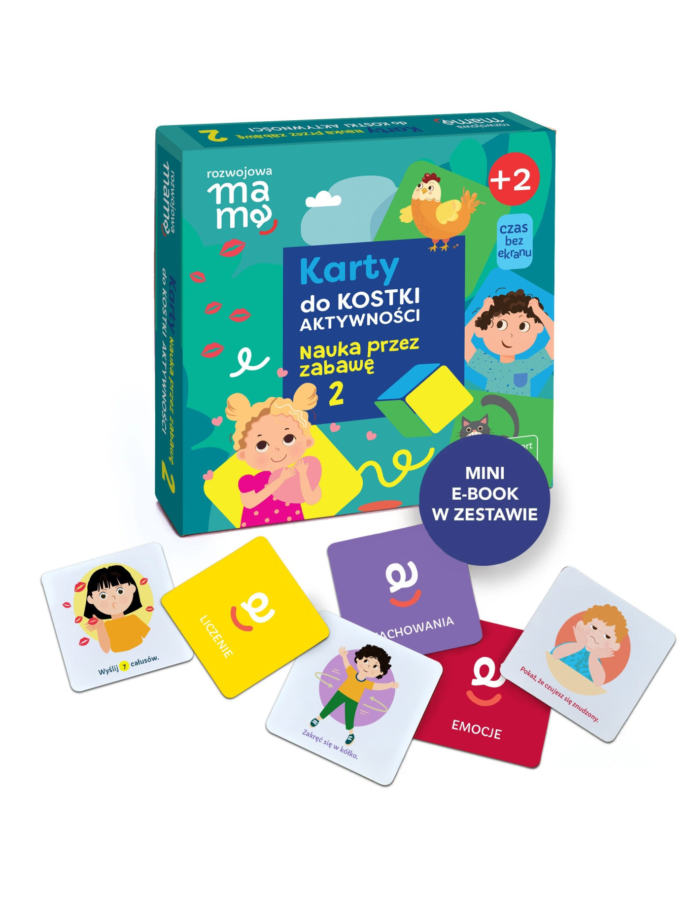 Karty do kostki aktywności - nauka przez zabawę 2 + mini e-book 2+ Karty do kostki aktywności - nauka przez zabawę 2 + mini e-book 2+