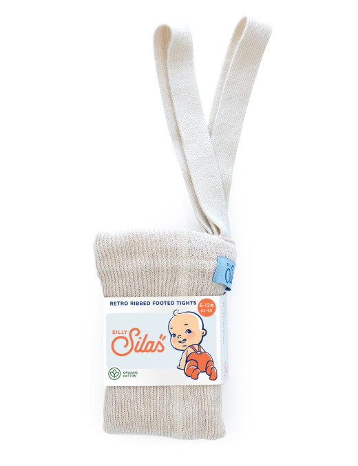 Rajstopy z Szelkami Retro Ribbed Cream Silly Silas