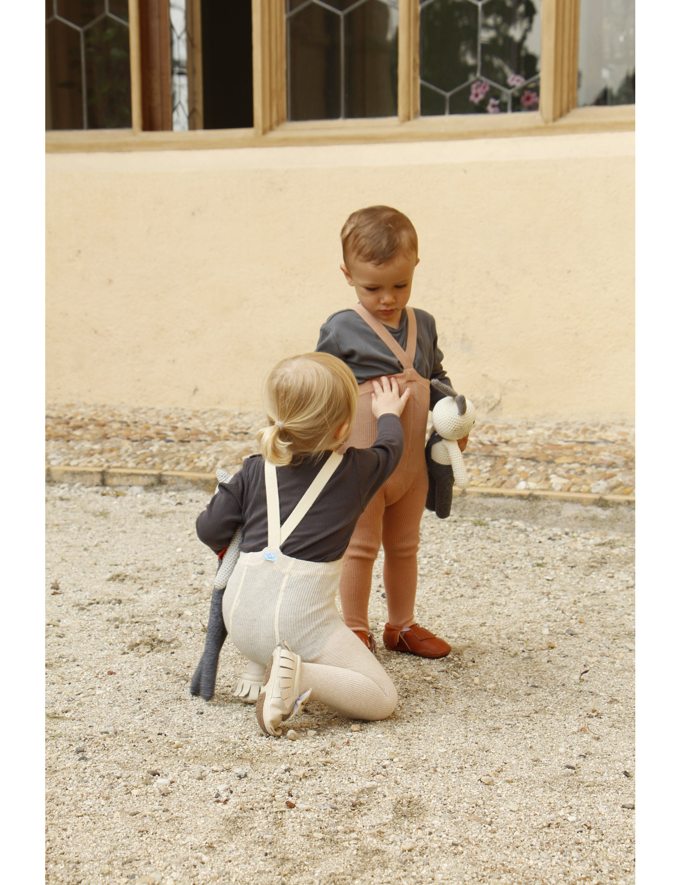 Rajstopy z Szelkami Retro Ribbed Cream Silly Silas