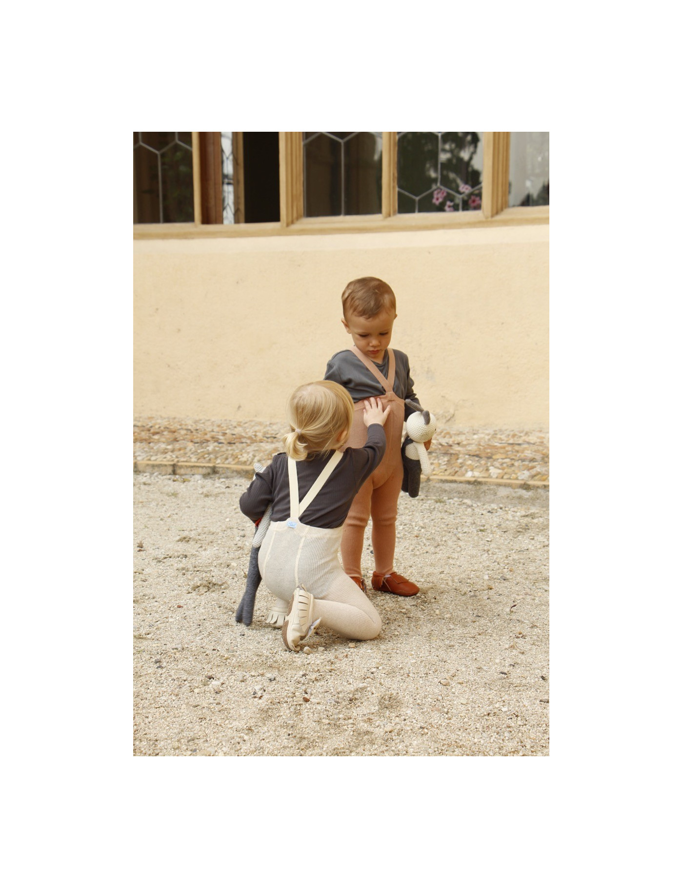 Rajstopy z Szelkami Retro Ribbed Cream Silly Silas
