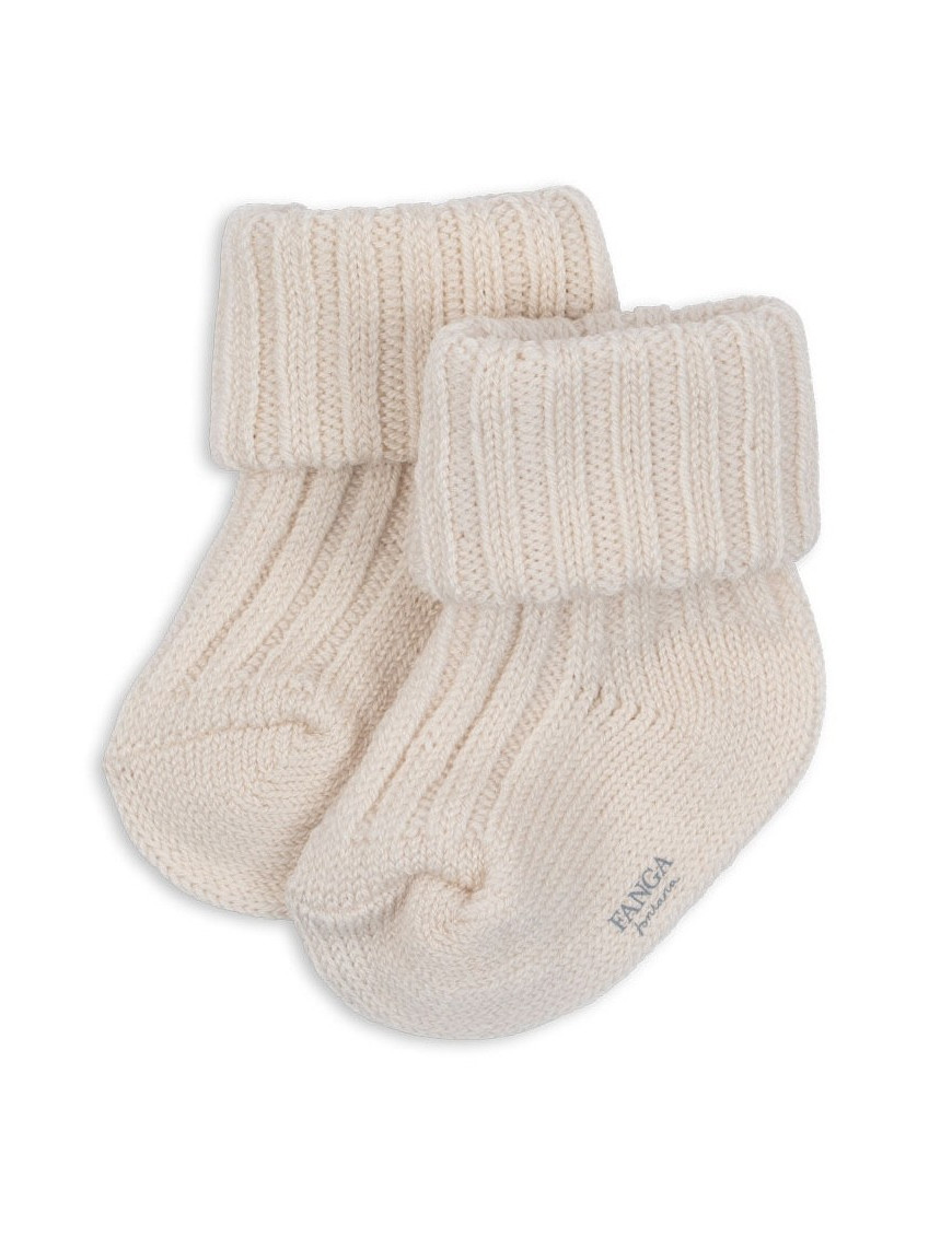 Wełniane skarpetki FANGA off white melange