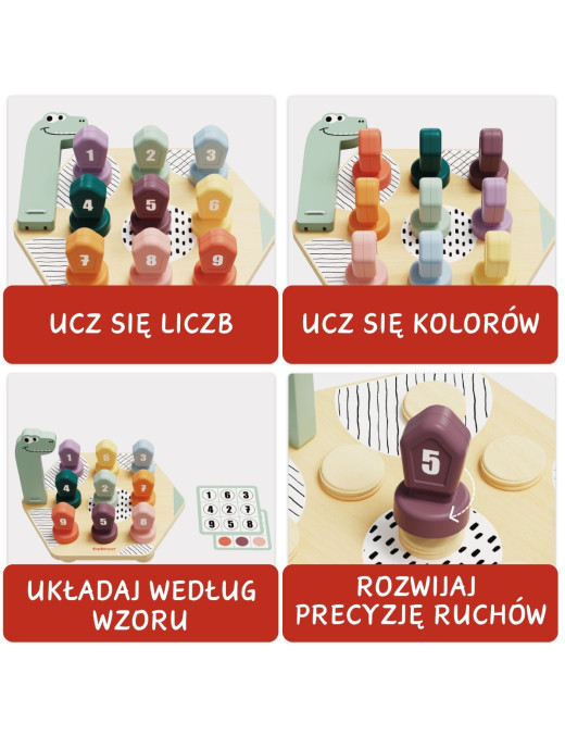 Gra do nauki kolorów i liczb Dino 36m+, Topbright