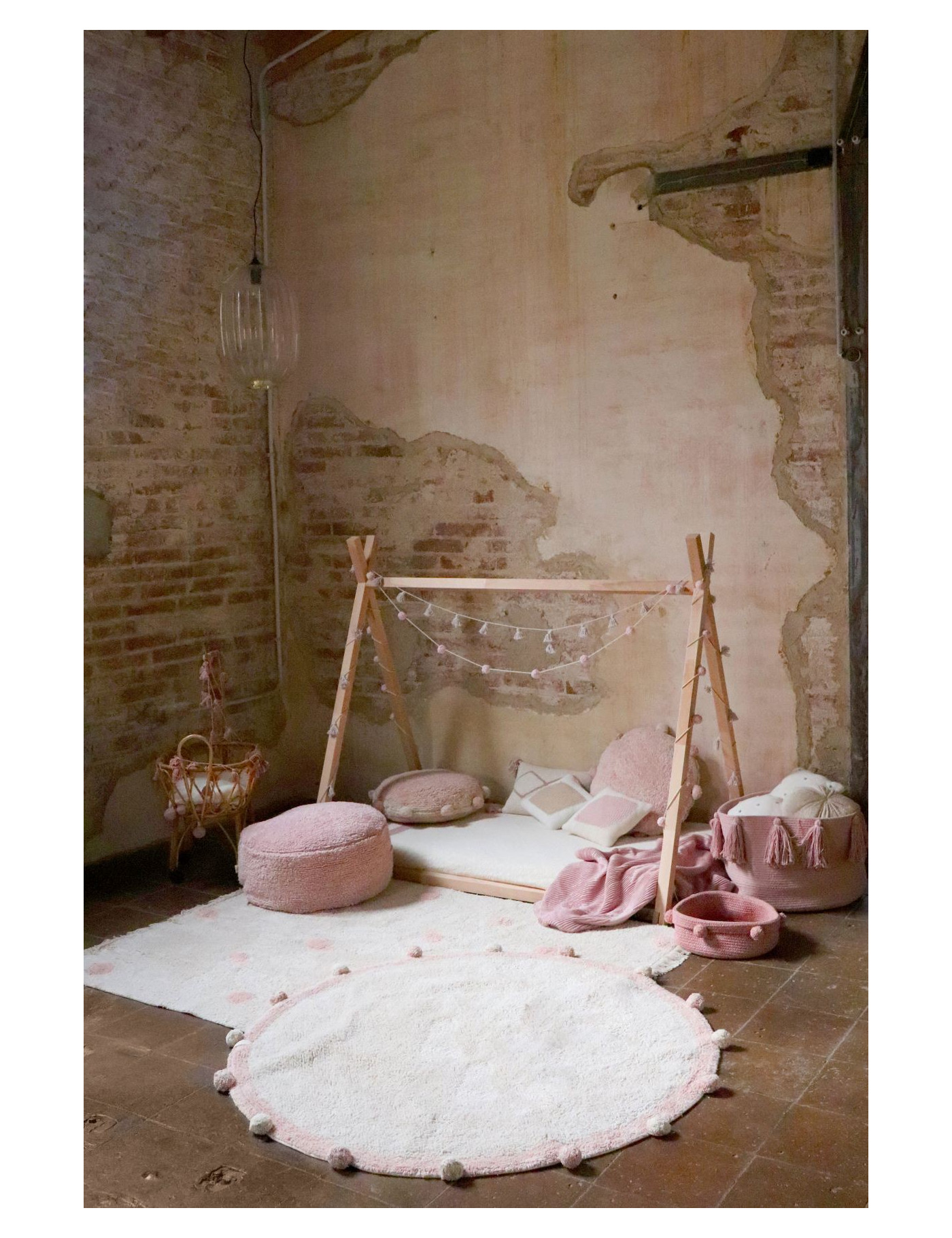 Lorena Canals Dywan bawełniany Hippy Dots Natural Vintage Nude 120 x 160 cm