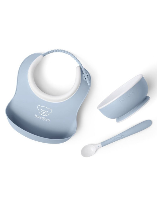 BABYBJORN - Zestaw do karmienia 3 szt. - Powder Blue