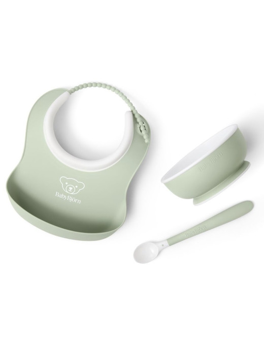 BABYBJORN - Zestaw do karmienia 3 szt. - Powder Green